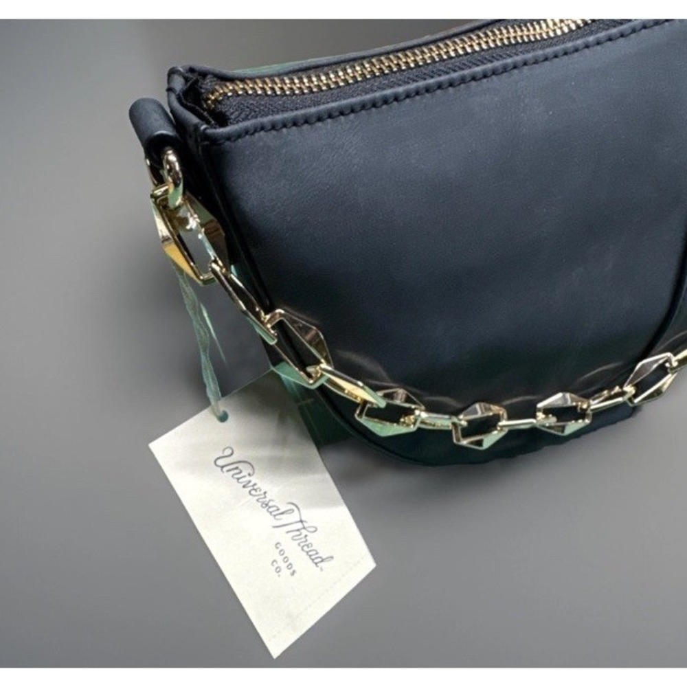 NWT Universal Thread Soft Pouch Shoulder Handbag Purse Black w/Gold Chain Strap